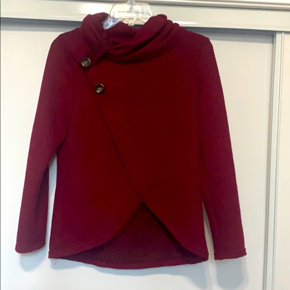 Cowl neck wrap sweater, size medium